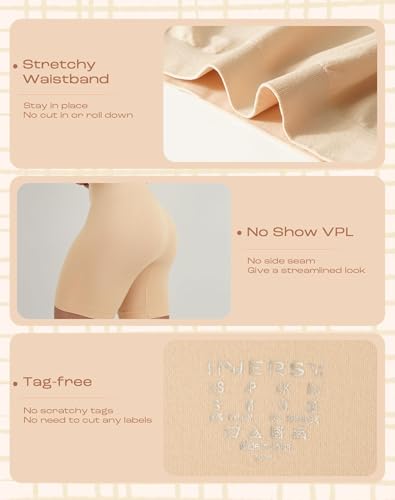 Image of INNERSY Slip Shorts for Women Summer High Waisted Seamless Anti Chafing Shorts Under Dresses 3-Pack