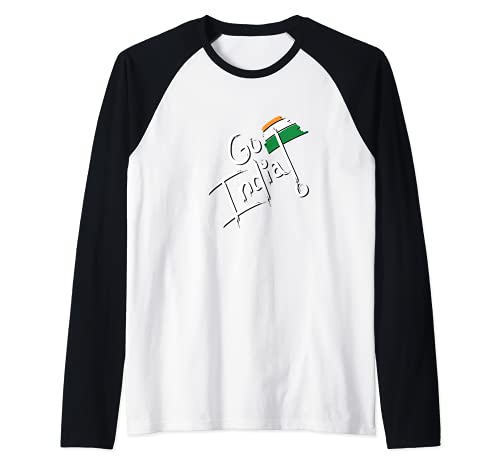 Flag India Raglan Baseball Tee, Black