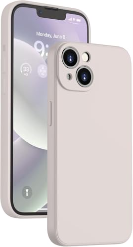 Image of Elzzi Microfiber Square Candy Case Compatible for iPhone 14, Shockproof Slim Back Cover Liquid Silicone Case - Off White