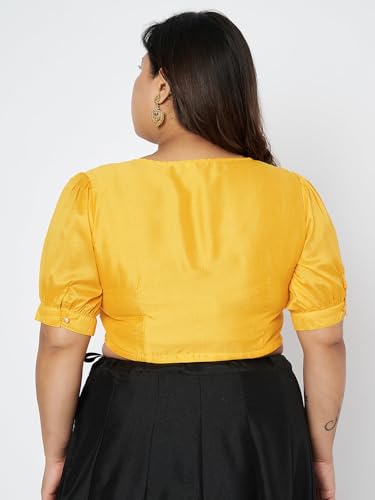 Image of studio rasa Women's Plus Size Silk Blend Button Down Crop Top for Wedding Festive Party