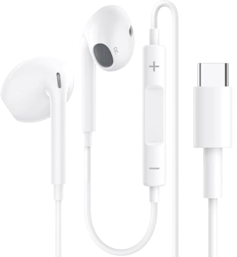 Écouteurs Filaires USB-C pour iPhone 17/17 Pro/16/16e/15 Pro Max, Écouteurs Intra-Auriculaires Hi-Fi Stéréo USB C avec Microphone et Contrôle du Volume...