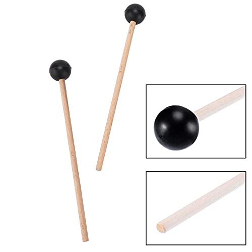 Bass Drum Mallets, Kids Drumsticks 2Pcs Ethereal Drumstick Wood Handle Drum Hammer Percussion Accessories Rubber Mallet for Marching Drum Xylophone