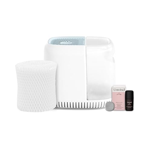Image of Canopy Bedside Humidifier - 36 HR Run Time, 2.5L Capacity - Help Alleviate Symptoms of Allergies, Flu, Cold, Dry Skin Includes Humidifier, Unwind Aroma, Filter, Power Cord & Adapter - Blue