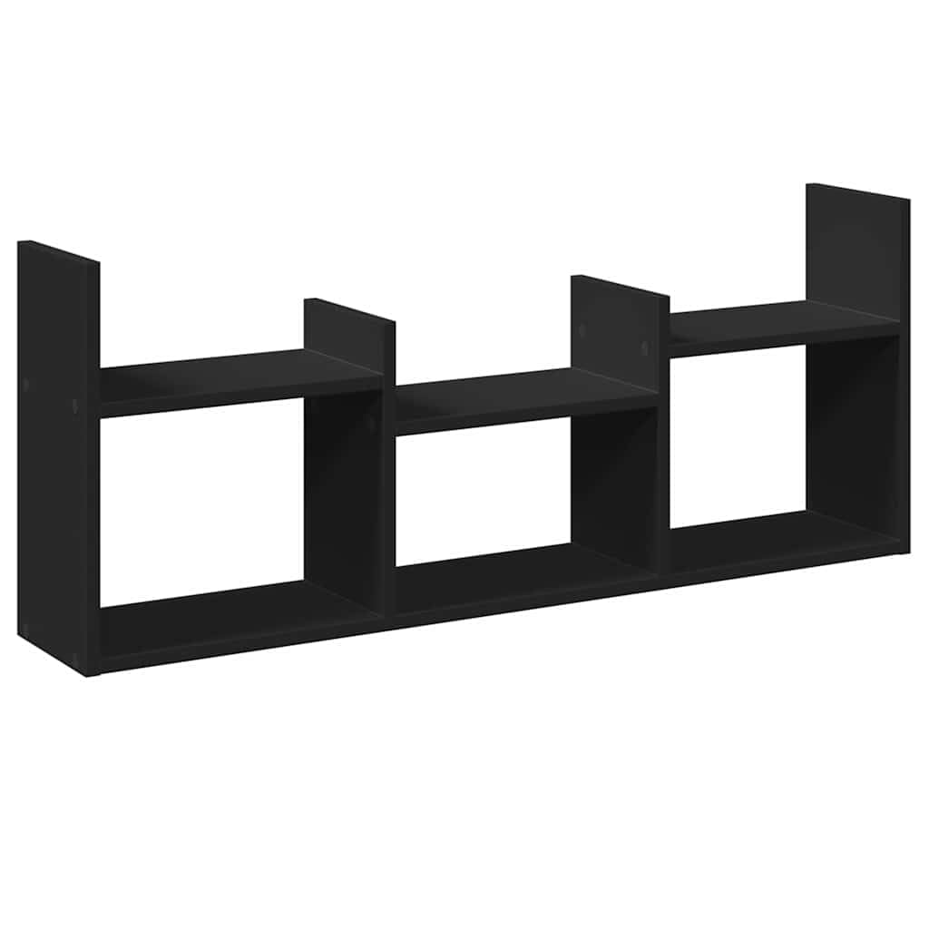 Bois d'ingénierie noir pour cette armoire murale flottante compacte meuble vitrine suspendu