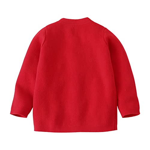 Mud Kingdom Kids Boys Girls Cardigan Sweater Single Breasted Placket Stand Collar Chinese Style Happy New Year Winter2