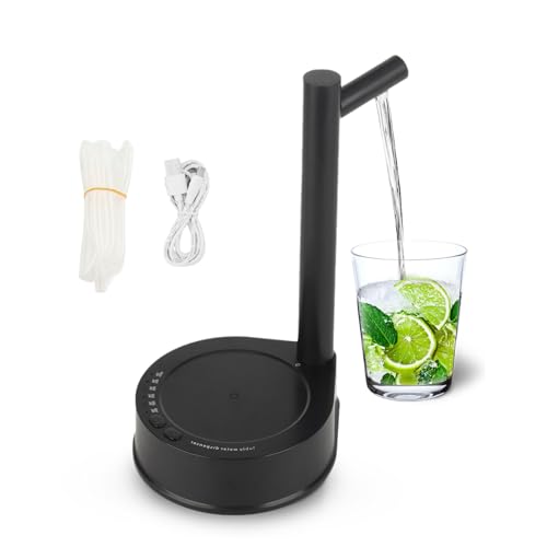 Intelligent Desktop Water Bottle Dispenser, Smart Table Water Dispenser with 6 Adjustable Speeds, Portable Removable 5 Gallon Electric Automatic Water Dispenser for Home, Office, O (Black)