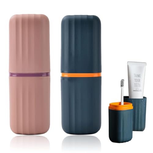 TEX-RO Travel Accessories Toothbrush Holder | Tooth Brush Cover Box | Portable Brush Holder for Bathroom and Travel | Set of 2 | Multi-Colour
