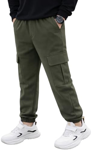 Image of ADBUCKS Boys' Cotton Cargo Joggers - Soft, Casual Pants with Pockets II Boy's Relaxed Cargo Joggers Pants for Boy