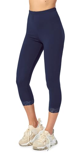Merry Style Leggings 3/4 Pantaloni Capri MS10-290(Blu Marino, M)