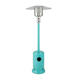 Fire Sense 61130 Patio Heater with Wheels, 48,000 BTU, Aqua Blue