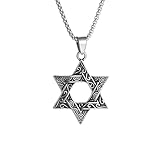 Genérico Collar vintage de la Estrella de David Judío Religión Israelí Amuleto de Cábala de Salomón Escudo de David Joyería de la Suerte para Hombres y Mujeres