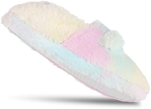 Jessica Simpson Girls Cute and Cozy Plush Slip On House Slippers with Memory Foam, Tie Dye, Small | Image 4