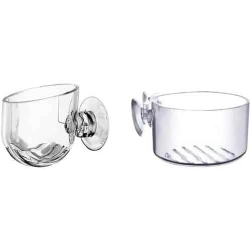 Image of 2Pcs Transparent Acrylic Aquatic Plant Cups with Suction - Aquarium Decoration 2 Shapes for Fish Tank Ornament