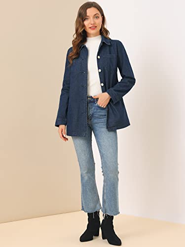 Allegra K Women's Casual Jean Jackets Long Sleeves Tie Waist Button Down Denim Jacket3