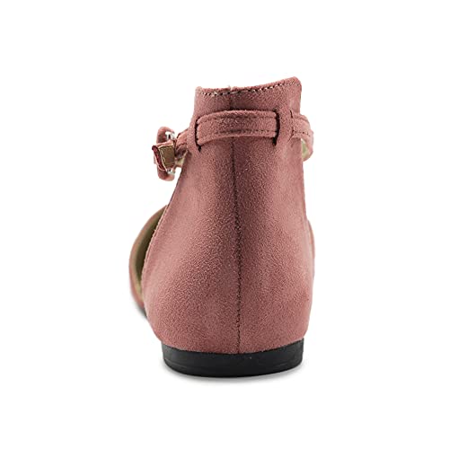 Ollio Women's Shoes Faux Suede Ankle Straps D'Orsay Pointed Toe Ballet Flats2