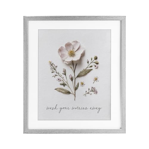 Affiche encadrée fleurs pressées Stupell blanche tableau mural salon chambre