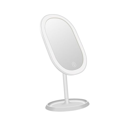 Espejo de maquillaje LED ajustable con base para escritorio