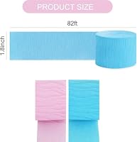 TONIFUL 8 Rollen Reißfestes Krepppapier Luftschlangen Pink Blau für DIY Bastelpapier Babyparty Geschlechtsenthüllungsparty Hochzeit Geburtstag Partydekoration Hochzeitsdeko-4.5 cm x 25 m Rolle – Ansicht 3