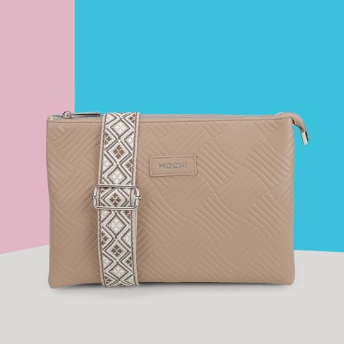 Image of Mochi Women Casual Pu Soft Body Zipper Closure Solid Sling Bag With 2 Pocket And 1 Compartments