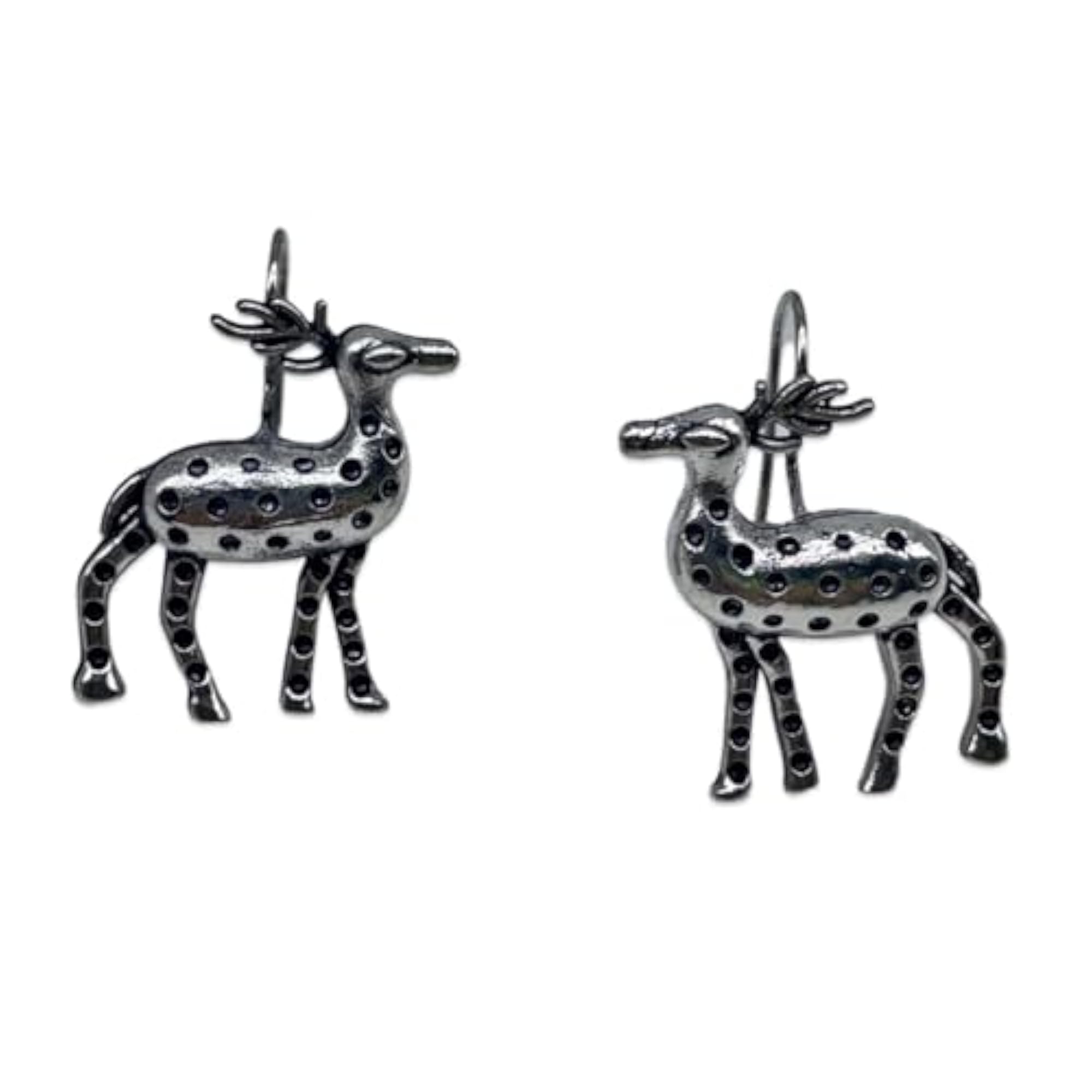 Women's German Oxidized Silver Spotted Deer Dangler Earrings