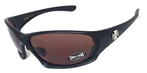 Mens Motorcycle Padded Goggles Sunglasses CH4873 - Several Colors Available! (Black - Amber Lens)
