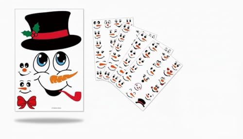 84Pcs Snowman Face Stickers Christmas Ornaments Christmas Vinyl Decals for Cups Mugs Jars Window Glass Balls DIY Craft Decals Stickers for Ornaments Christma Party Supplies