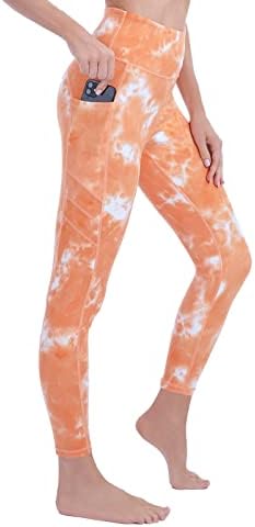 vnnink Leggings for Women,high Waisted Yoga Pants with pocktes,Orange Tie Dye Tummy Control Workout Leggings,Running,Gym,Womens Soft Hiking,Athletic,Fittin Spandex Leggings-01M