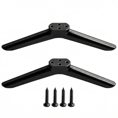 FeiatPogra Universal TV Stand Legs Replacement Sturdy Tabletop TV Feet for 24-55 LCD LED TVs Compatible with Samsung LG TCL Easy Install Black ABS Plastic Pedestal Base with Non-Slip Pads