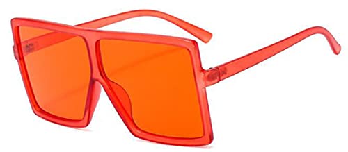 Image of Kyiduo Square Oversized Sunglasses for Women Man Ultralight Fashion Flat Top Big Shades Sunglasses(Red)