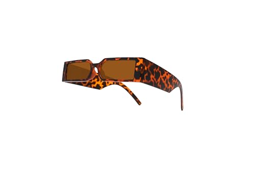 Technigadgets Axel Retro Rectangle Sunglasses Small Frame Vintage Eyeglasses For Men Women Outdoor Fashion Eyewear UV Protection Mens Womens Gift Leopard3