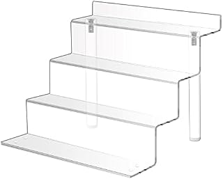 LYLIDIA Acrylic Display Stand 4 Tiered, Acrylic Risers Display Shelf, Clear Stand Organiser for Perfume, Cupcake, Dessert, Nail Polish, Condiment, Pop Figures, Cosmetic, Jewelry, 9.1x7.9inch