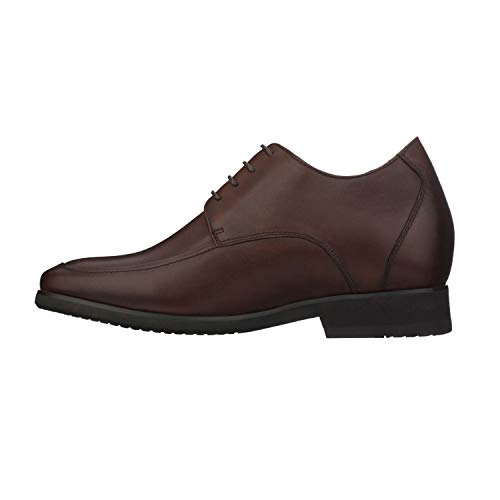 TOTO Men's Invisible Height Increasing Elevator Shoes - Cordovan Dark Brown Premium Leather Lace-up Formal Oxfords - 3.3 Inches Taller - X7101 - Size 12 D(M) US3