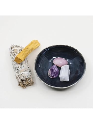 Kit de Cristais e Defumação para Chakras | Pedras Naturais Brutas e Roladas | Sálvia Branca, Madeira