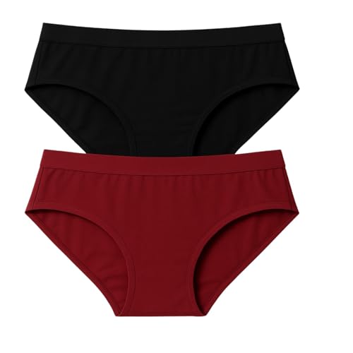 Image of Women's Soft Cotton Mid-Rise Bikini Briefs | Pack of 2 | Seamless Feel | Stretchable & Breathable Everyday Underwear | Comfortable Fit