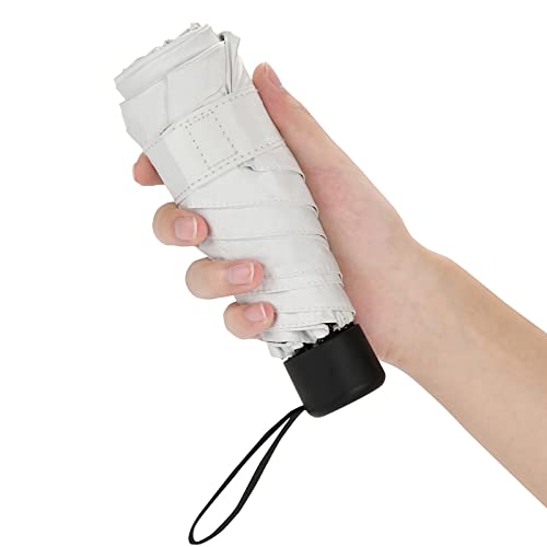 Small Mini Umbrella with Case by GAOYAINIG Light Compact Design Perfect for Travel Lightweight Portable Parasol Outdoor Sun&Rain Umbrellas White 2 Packs