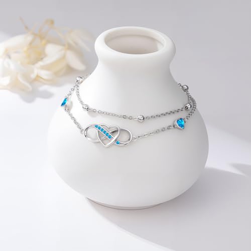Image of Anklet for Women 925 Sterling Silver Double Infinity Ankle Bracelet Waterproof Summer Jewelry Anniversary Birthday Gifts for Her