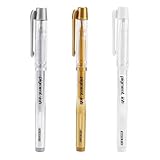 3 Pack White Gold Silver Gel Pens for Colouring 1.0mm Fine Liner Art Pen Ballpoint Gelly Ink Pen Rollerball Highlighter Fineliner for Artists Drawing Sketching Writing Illustration Coloring Paper