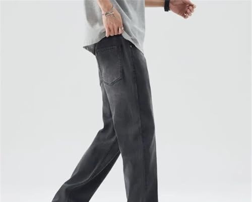Mens Straight Jeans Summer Thin Loose Fit Baggy Denim Pants Office Work Casual Trousers Streetwear3