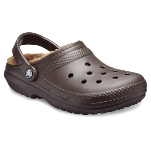 Image of Crocs Unisex Adult Mens and Women's Classic Lined | Fuzzy Slippers Clog, Espresso /Walnut, 16 Women /14 Men US