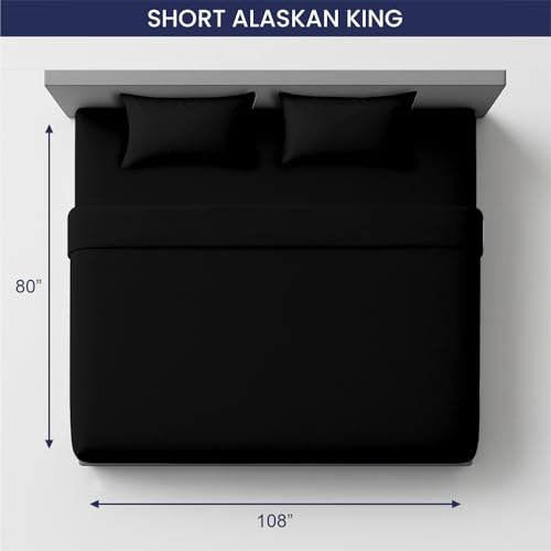 Image of SGI 108 inchx80 inch 4 Pc Short Alaskan King Sheet Set 600 TC 12 inch Deep, Black