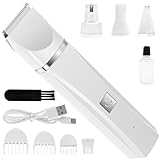 Cat Grooming Clippers Kit Cordless Low Noise Cat Clippers Kit Two Speed Cat Hair Trimmer Dog Hair Clipper Cat Shaver for Matted Fur Small Dog Grooming Kit Dog Paw Trimmer Pet Clipper for Cat (White)