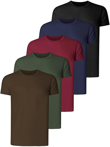 Image of Teesmen T Shirts for Men UK 5 Pack Short Sleeve Crew Neck Plain Cotton Boys Adult Sport Tees Undershirts Workwear Gym Running Workout Casual Daily Shirt (Multipack 61, XXL)