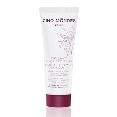 Cinq Mondes Seeds & Flowers مقشر للوجه - 2.0 أوقية. - مقشر للوجه فائق الدقة لجميع أنواع البشرة - الكركم والأرض الدياتومية ومستخلص الزهور الاستوائية يوفر بشرة مضيئة
