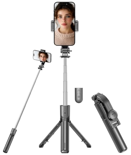 Trépied smartphone et perche à selfie 67 cm avec déclencheur à distance [Somikon]