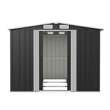 Devoko Abri de jardin en métal de 2,4 x 1,8 m avec assemblage facile, grand abri de rangement extérieur, abri de rangement en acier résistant aux intempéries, pour outils de jardin, vélos, tondeuses à