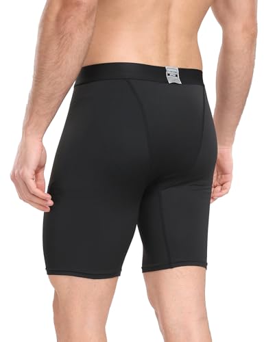 Hovsiyla US-LA-103507 6 Pack Compression Shorts Men Performance Sports Workout Athletic Running Underwear Shorts Spandex Black-M thumb #1