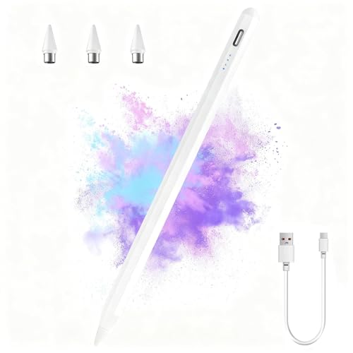 Universal Lapiz para Tablet Compatible con iPad iPhone Samsung Xiaomi Huawei Android Carga Rápida Alta Precisión Rechazo de Palma Detección de Inclinación Stylus Punta Fina 1.45mm Incluye 3 Puntas