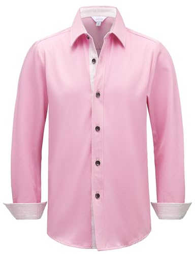 Boys Stretch Mulit-Use Dress Shirts Wrinkle Free Long Sleeve Button Down Shirts Formal Wedding Prom Shirts2