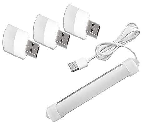 B-1 NEW Combo of Portable USB LED Mini Tube- Light, with High Brightness Cool Day Light for Small Rooms, Petty Shops, Car Indoor MiniLight Straight Linear 1metre Wire10inch and 3 pcs Mini USB Bulb-image-13