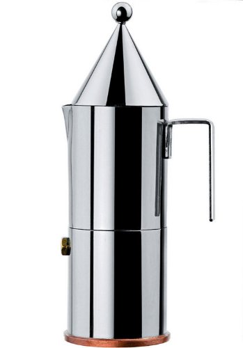 Alessi La conica 90002/6 - Caffettiera di Design in Acciaio Inox e Fondo in Rame, 6 Tazze